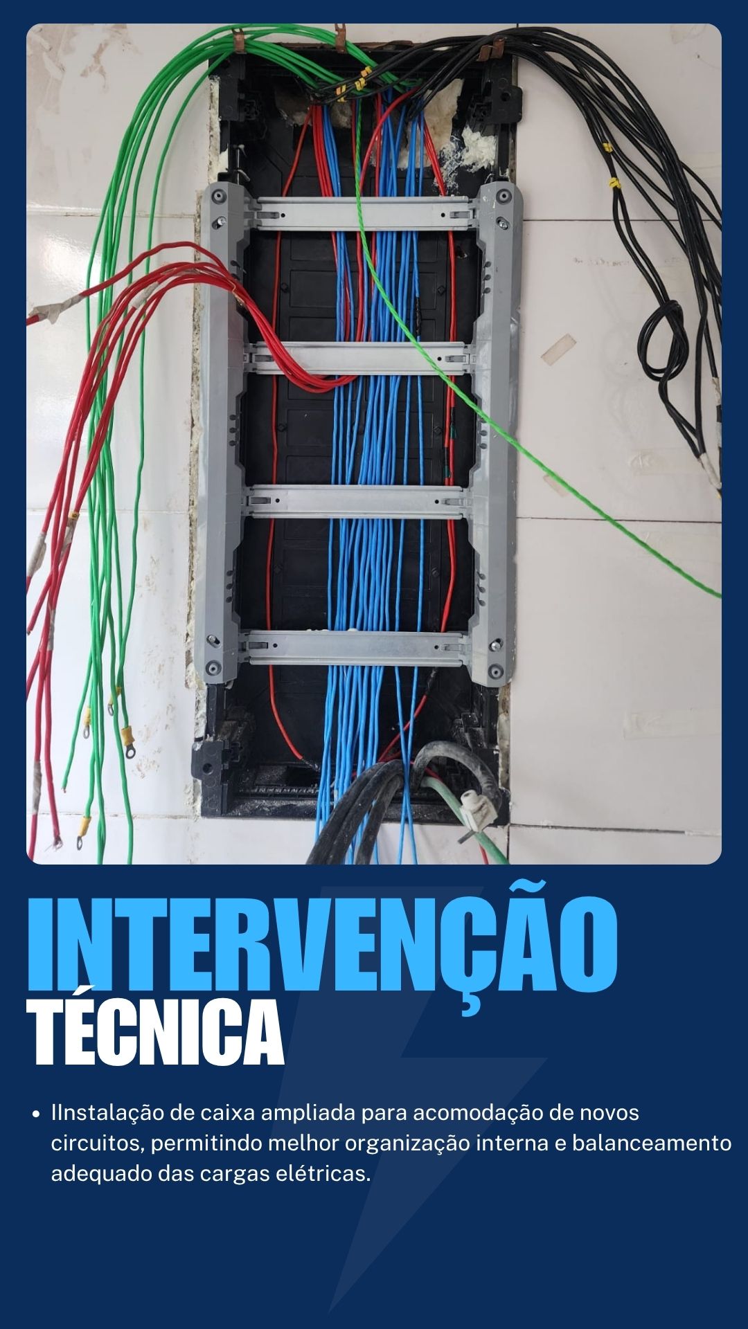 Quadro elétrico antes da organização dos cabos