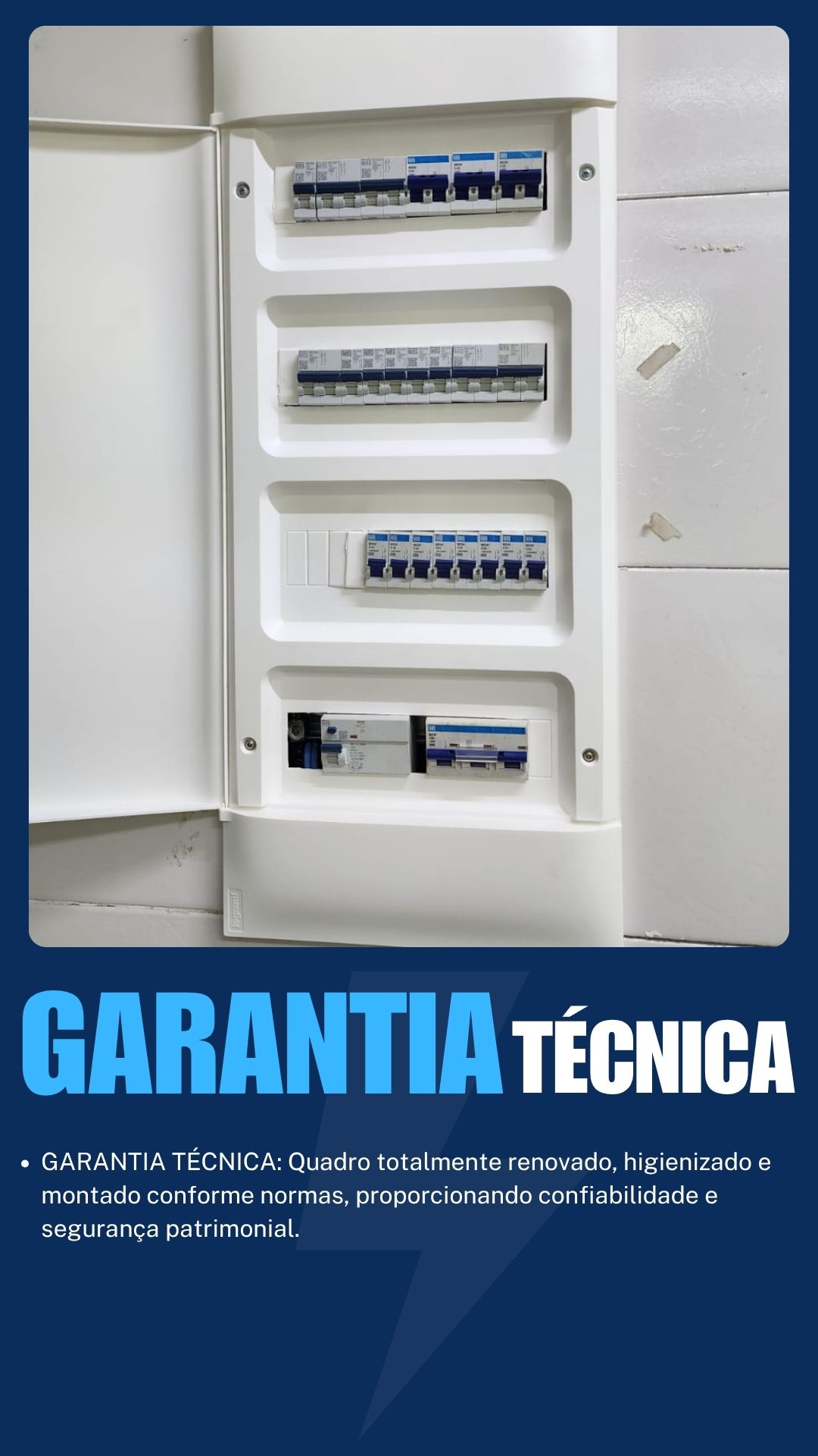 Quadro elétrico finalizado com organização e segurança